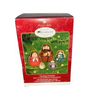 Nesting Nativity 2001 Hallmark Keepsake Club Ed Ornament Set 5 Pc Christmas Vtg